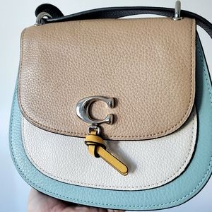 Coach Color Block Small Pebble Leather Crossbody Purse Bag Handbag